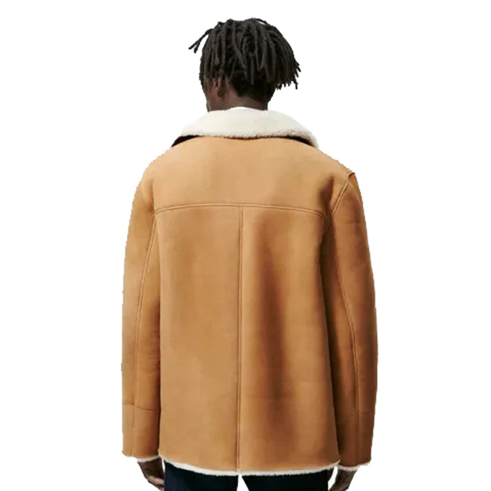 Men Shearling Aviator Fur Sheepskin Flying RAF Brown Leather Jacket