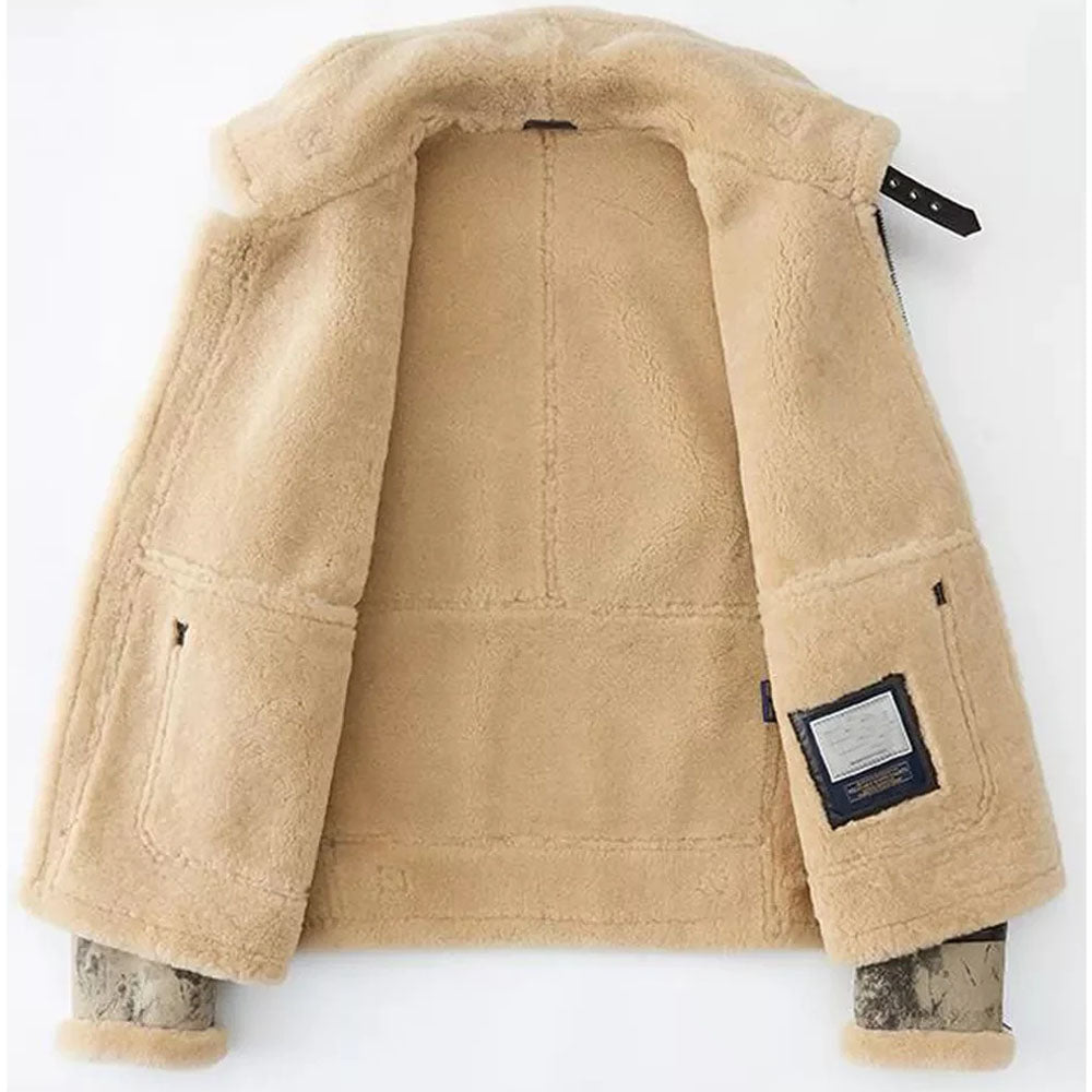 New Men Sheepskin Bomber RAF Flight Airforce Shearling Leather Jacket