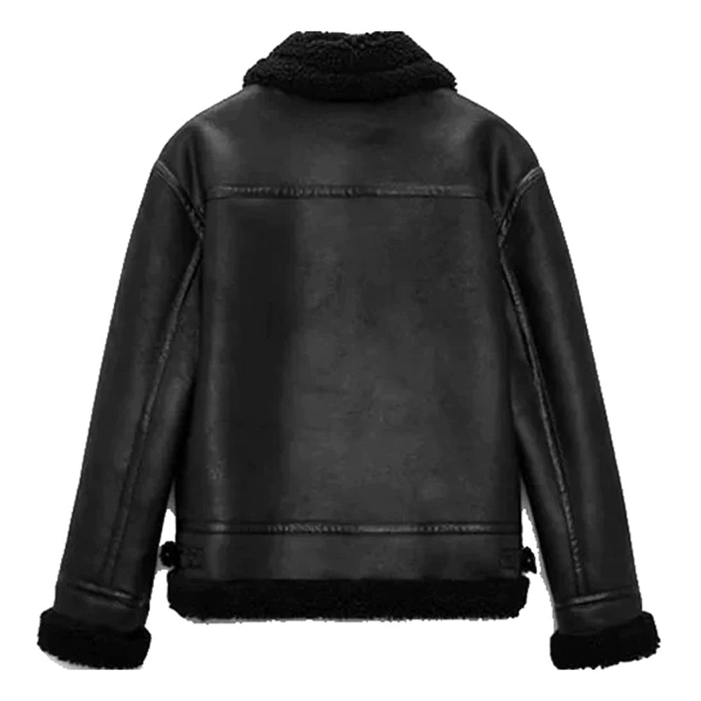 Men's Sheepskin Flying B3 RAF Aviator Black Fur Shearling Leather Jacket