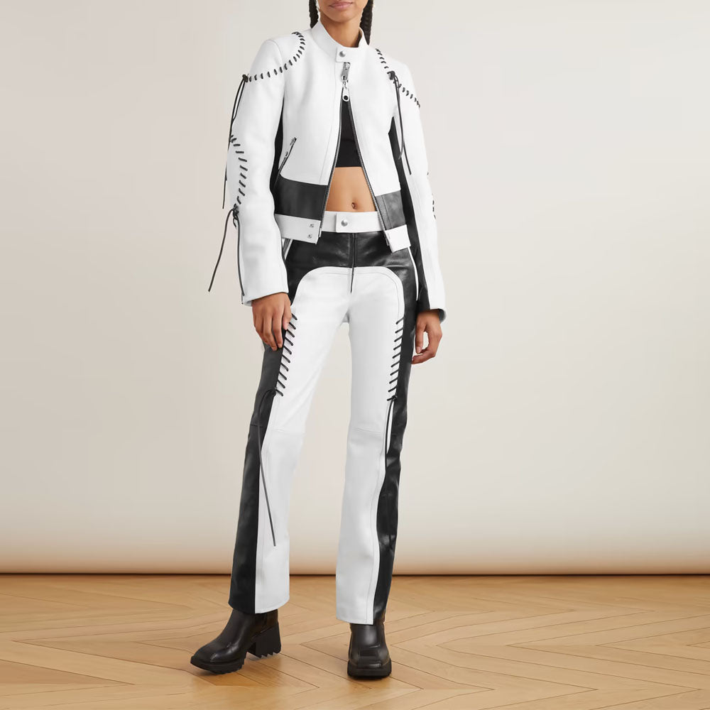 Women Sheepskin Motorcycle Biker Leather Jacket