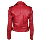 Women Styled Lambskin Red Biker Leather Jacket