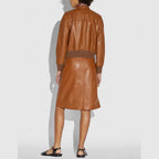 Brown Biker Goatskin Women Bomber Leather Jacket