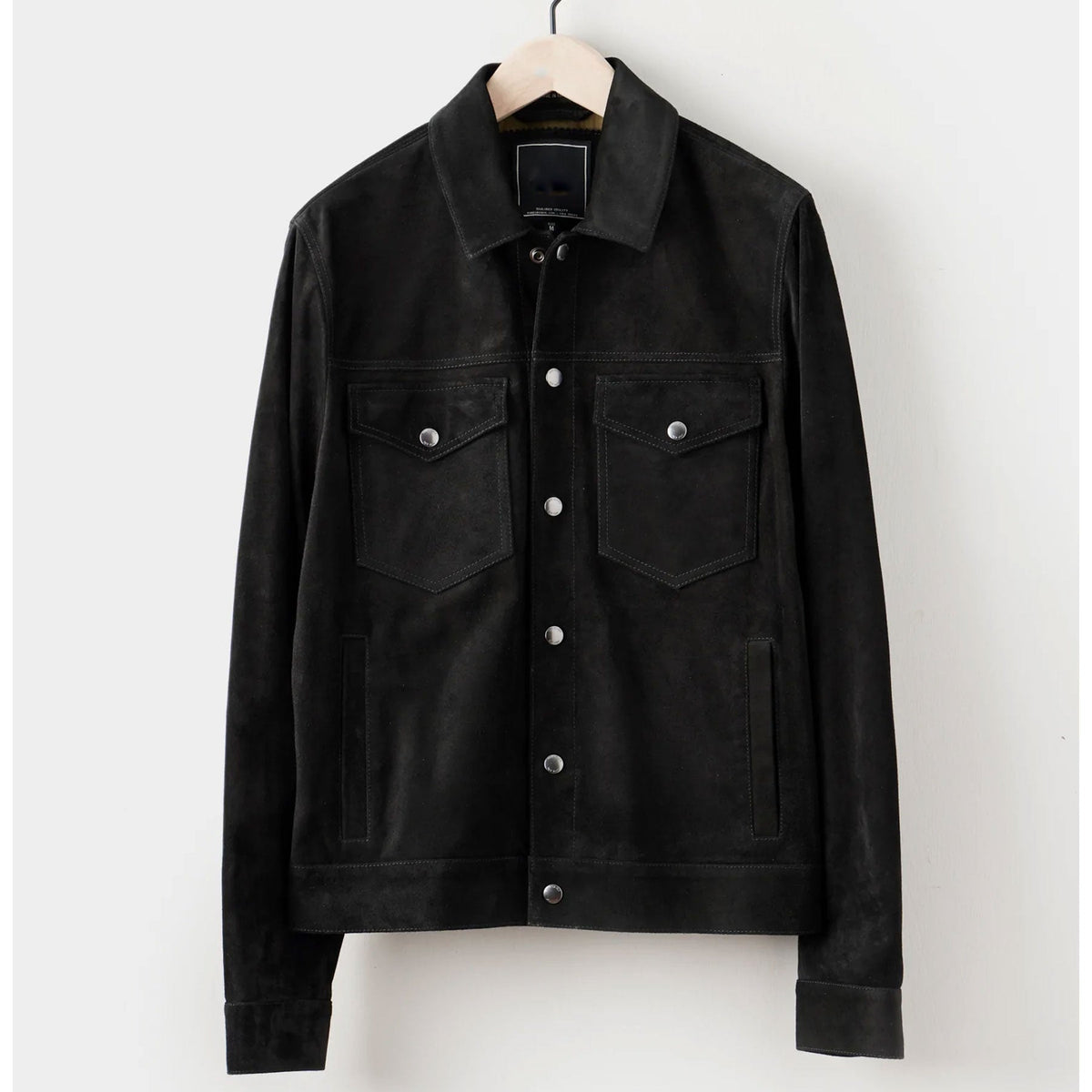 Black Men’s Suede Leather Shirt Jacket - Jeans Style