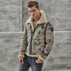 New Men Sheepskin Bomber RAF Flight Airforce Shearling Leather Jacket