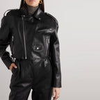 Women Black Sheepskin Motorbike Biker Leather Jacket