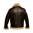 Men Sheepskin Flight RAF Aviator B3 Bomber Brown Fur Shearling Leather Jacket