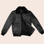 Black Bomber Men's Flight F-1 Leather Jacket