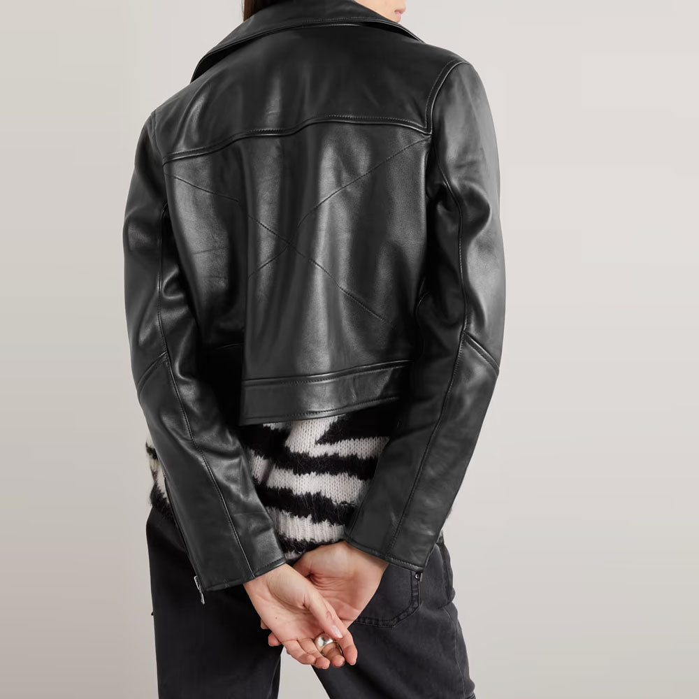 Women Black Lambskin Leather Riding Biker Jacket