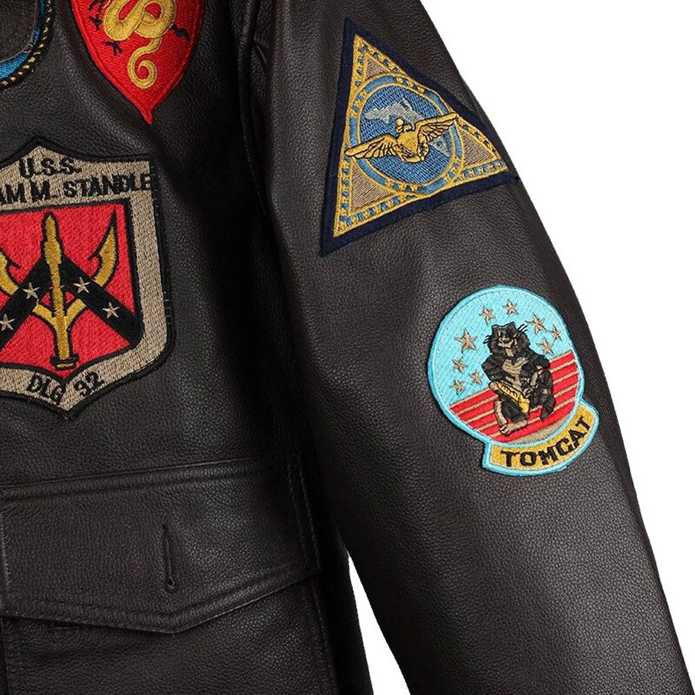 Men Airforce Pilot RAF Fur Collar Sheepskin Brown Shearling Leather Jacket
