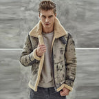 New Men Sheepskin Bomber RAF Flight Airforce Shearling Leather Jacket