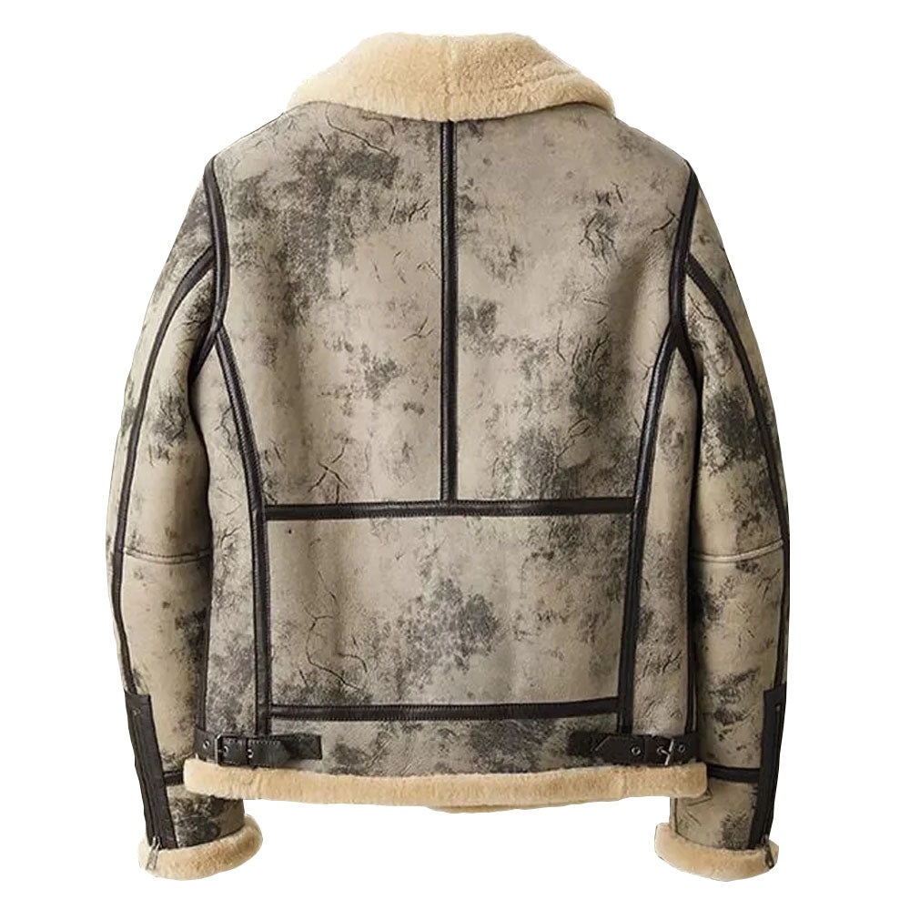 New Men Sheepskin Bomber RAF Flight Airforce Shearling Leather Jacket