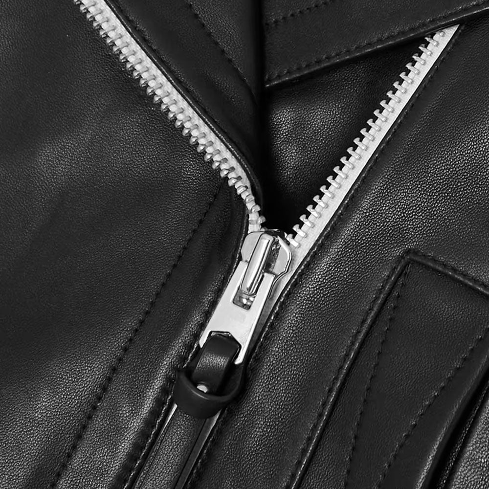 Women Black Lambskin Leather Riding Biker Jacket