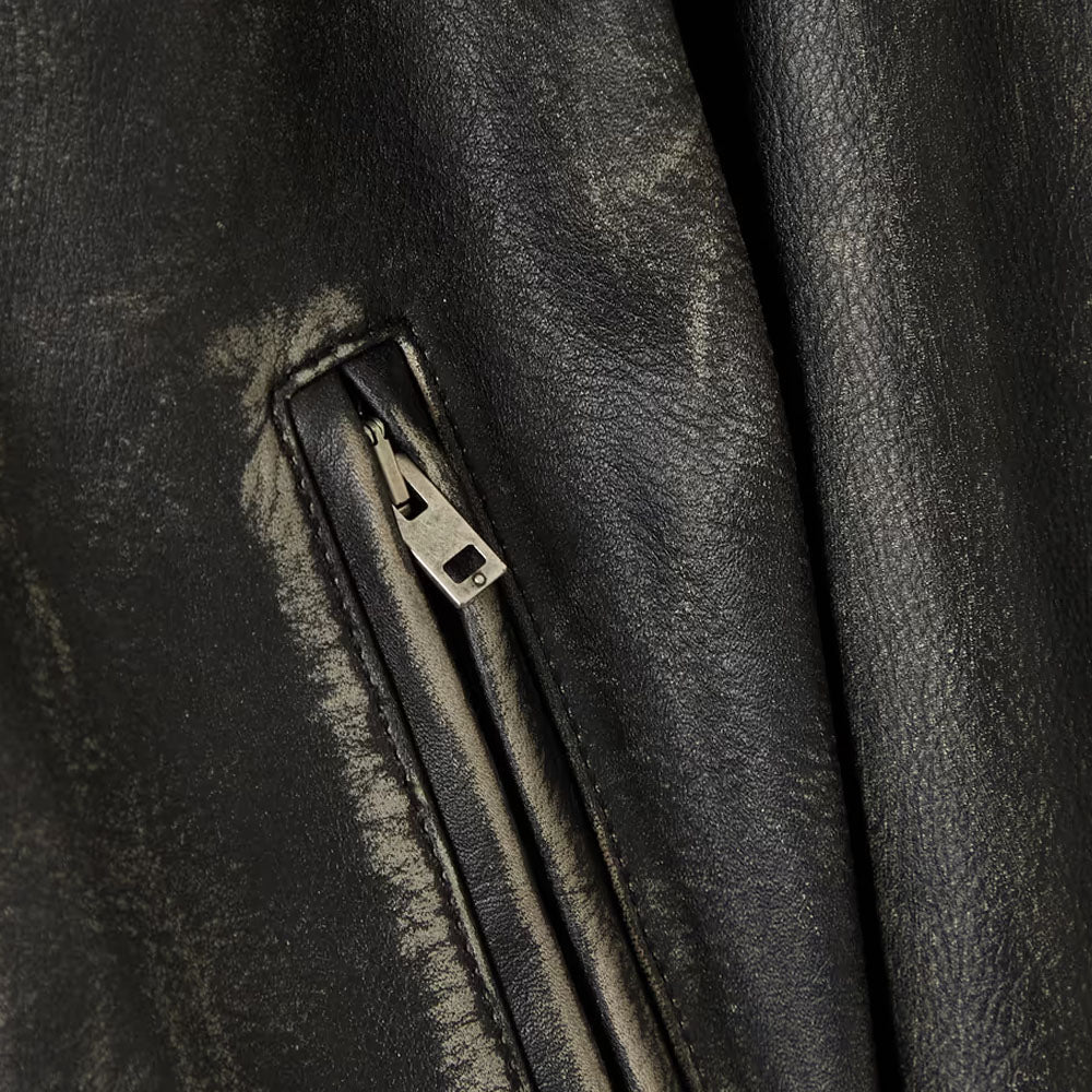 Women Black Motorcycle Goatskin Biker Leather Jacket