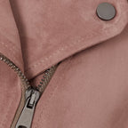 Women Pink Suede Motorcycle Leather Biker Jacket