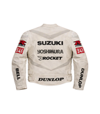 SUZUKI YOSHIMURA WHITE MOTORCYCLE LEATHER RACING JACKET