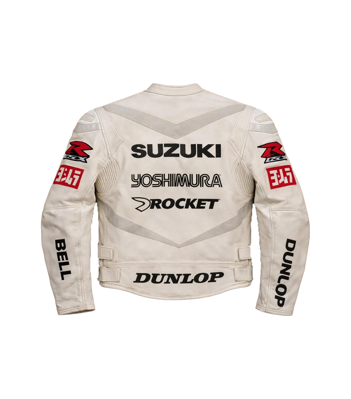 SUZUKI YOSHIMURA WHITE MOTORCYCLE LEATHER RACING JACKET