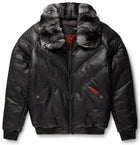 Black Genuine Soft Leather V-Bomber Jacket