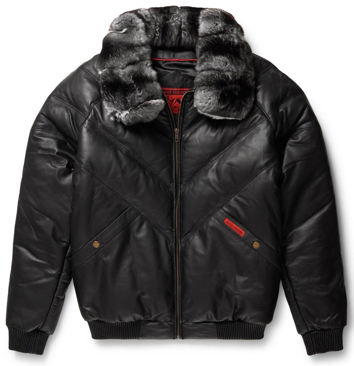 Black Genuine Soft Leather V-Bomber Jacket