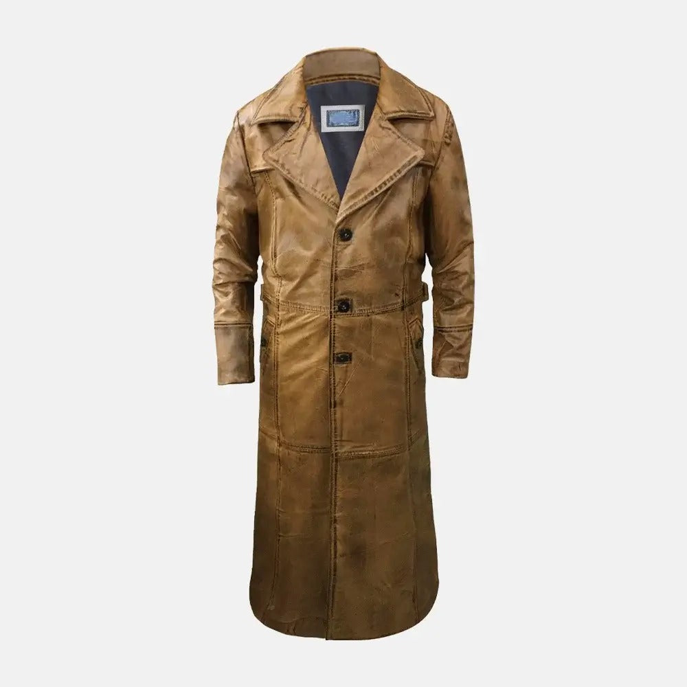 Vanguard Leather Trench Coat for Men Stylish & Durable Classic Leather Outerwear