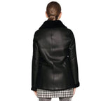 Veronica Women Fashion Black Aviator Shearling Blazer Coat