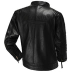 Mens Cowhide Motorcycle Leather Jacket Stand Collar