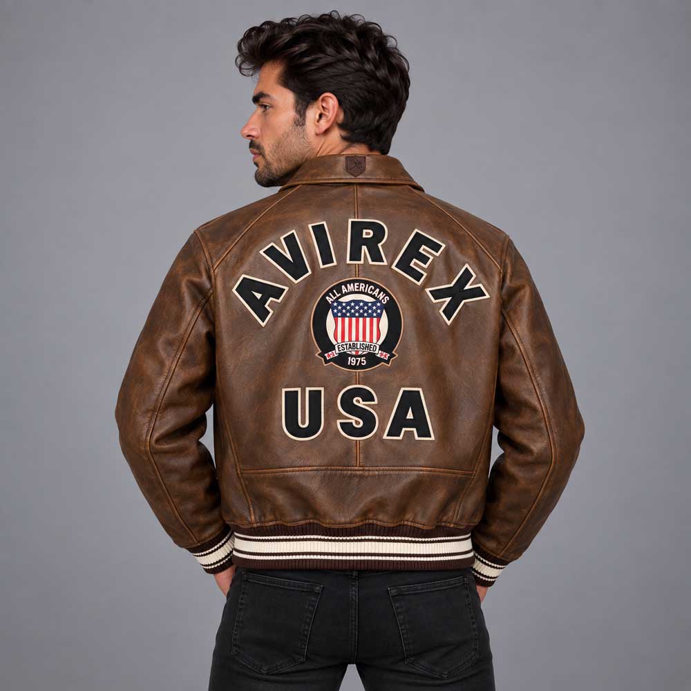 Vintage Brown Letterman Limited Edition Avirex Leather Jacket