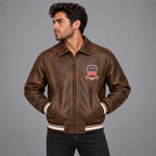 Vintage Brown Letterman Limited Edition Avirex Leather Jacket