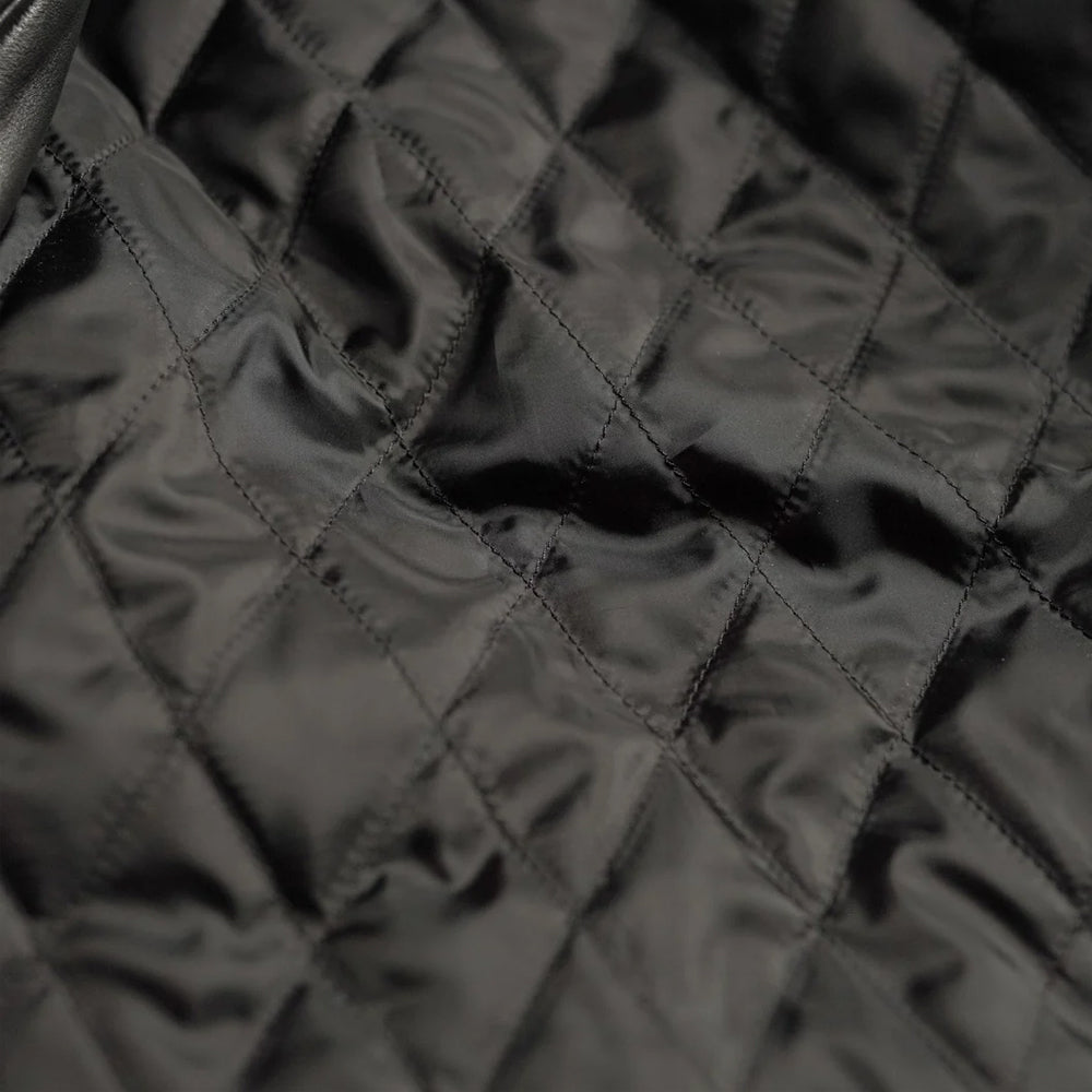 Men's Black Leather Moto Jacket with Quilted Lining
