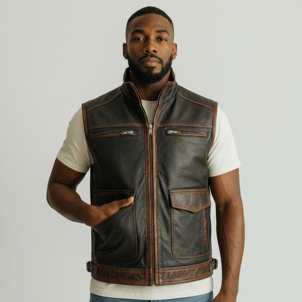 Biker Leather West for Men – Rugged & Rebellious Riding Vest