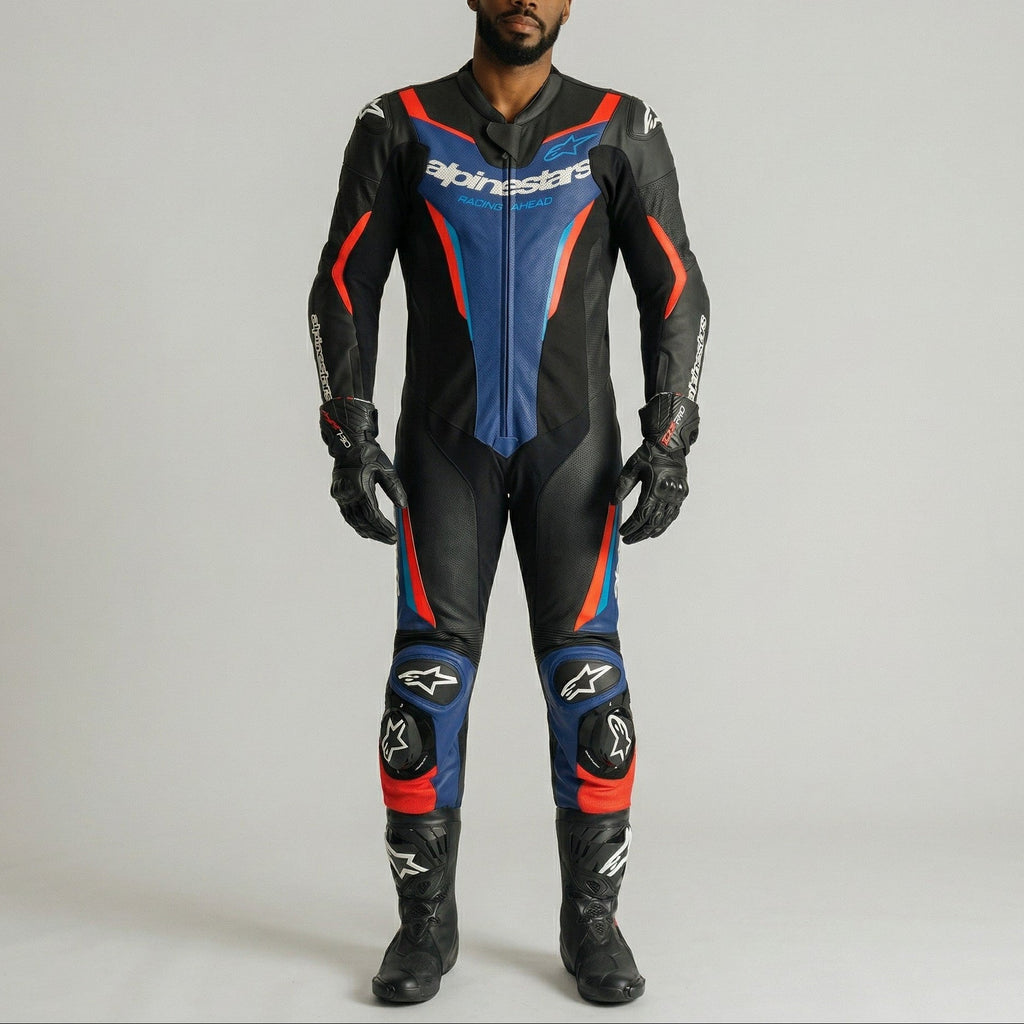 Alpinestars GP Force V2 One-Piece Racing Leather Suit | Black Blue Red