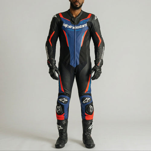 Alpinestars GP Force V2 One-Piece Racing Leather Suit | Black Blue Red