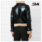 Women Black Bomber Leather Jacket
