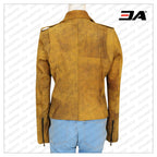 Women Distressed Brown Leather Jacket