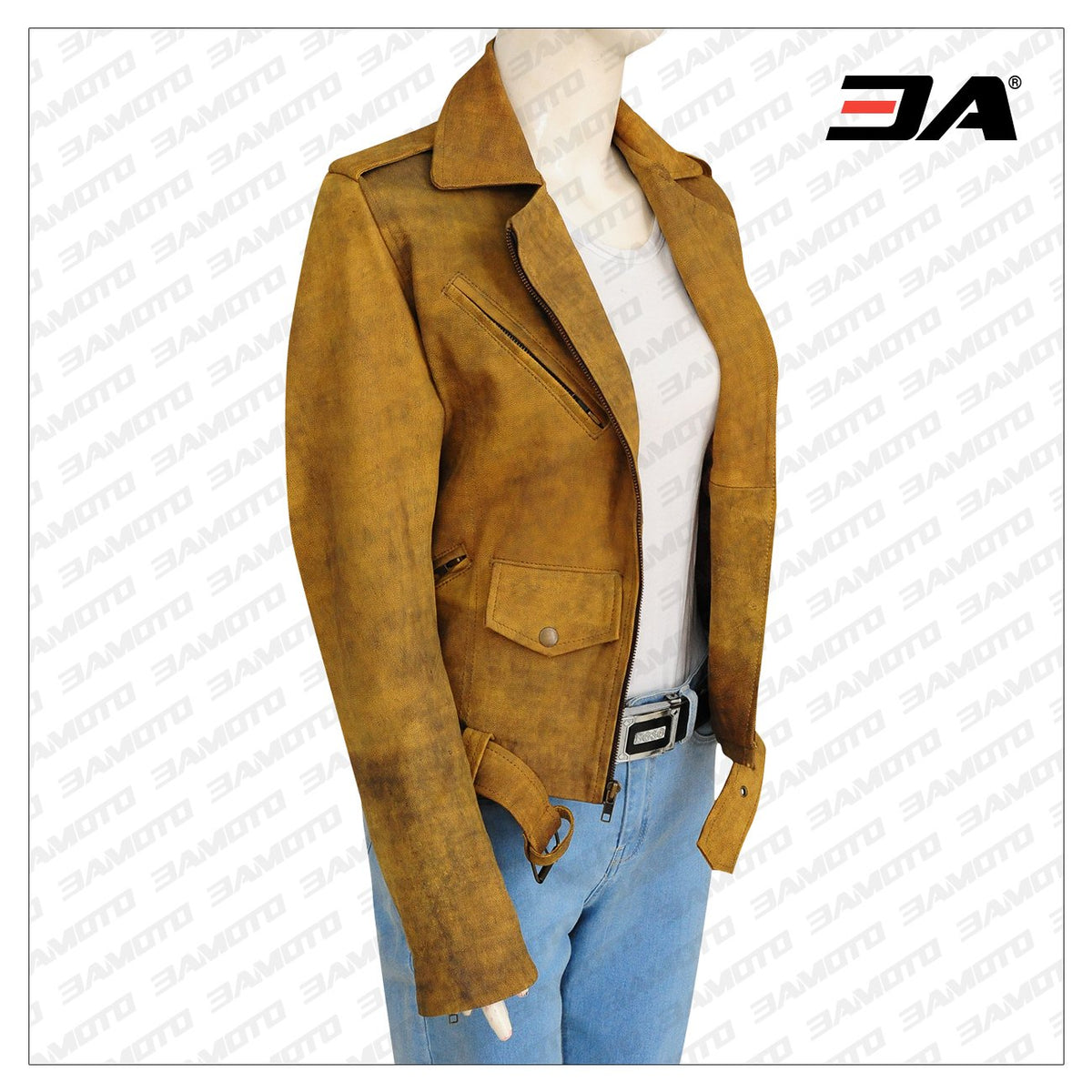 Women Distressed Brown Leather Jacket