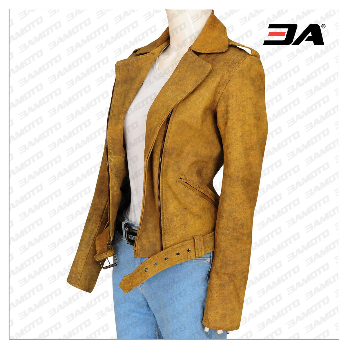 Women Distressed Brown Leather Jacket