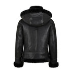 Women's B3 Bomber Hooded Classic Black Shearling Jacket