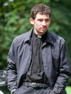 Josh O’Connor Wake Up Dead Man Black Jacket