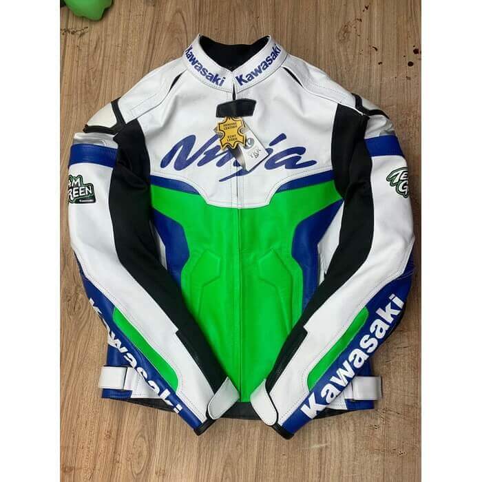 Kawasaki Ninja New Style Multicolor Cowhide Leather Biker Jacket