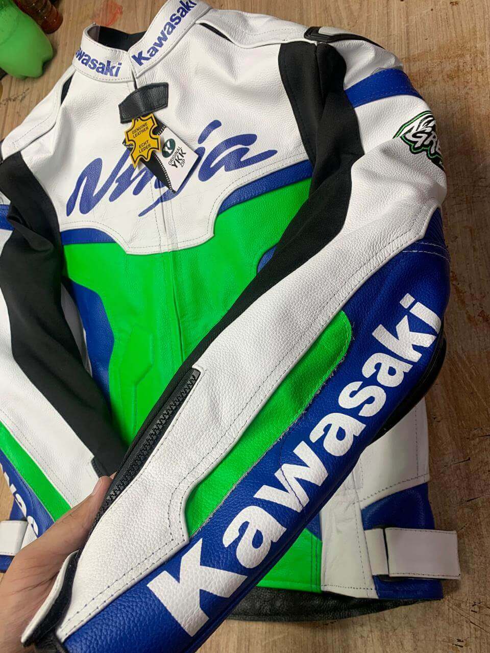 Kawasaki Ninja New Style Multicolor Cowhide Leather Biker Jacket