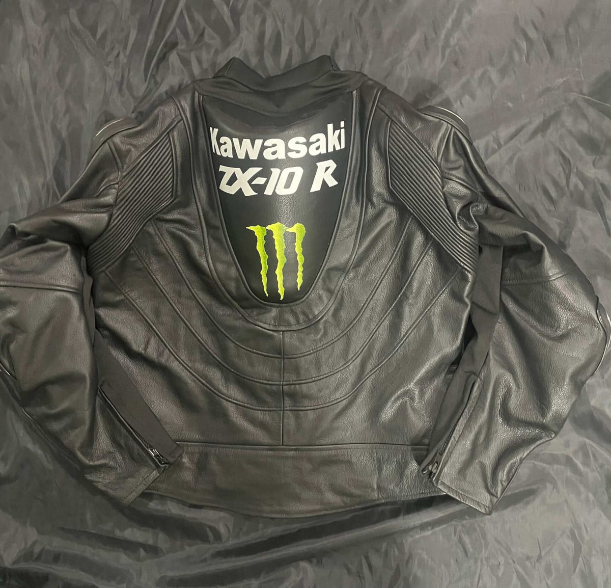 Kawasaki Ninja Black Racing ZX10R Motorbike Genuine Leather Biker Jacket