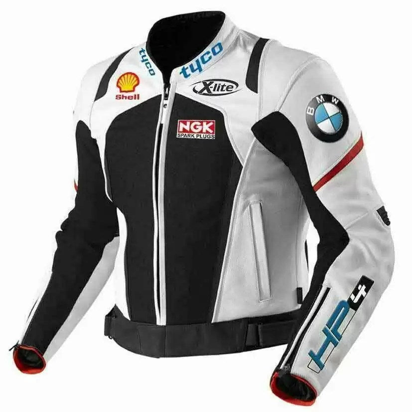 BMW TYCO MOTORCYCLE BLACK LEATHER RACING JACKET