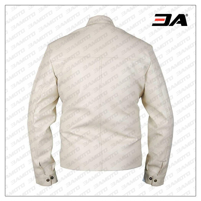 White Sheepskin Jacket Inspired By Aaron Paul Need For Speed