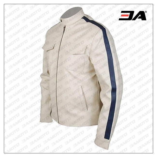 White Sheepskin Jacket Inspired By Aaron Paul Need For Speed