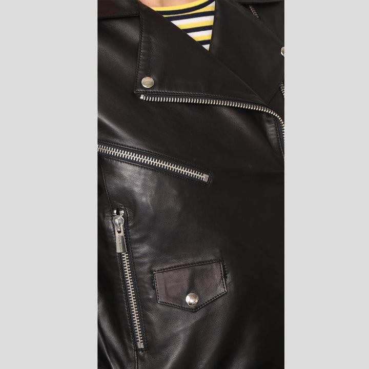 Whitley Black Biker Leather Jacket