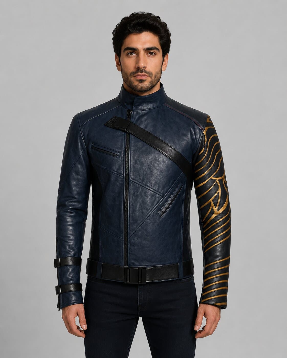 Winter Soldier Inspired Leather Biker Jacket Superhero Cosplay Costume