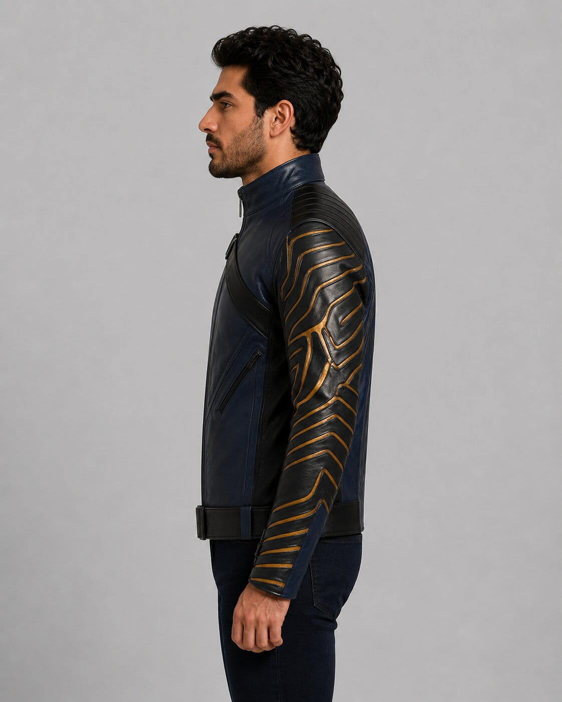 Winter Soldier Inspired Leather Biker Jacket Superhero Cosplay Costume