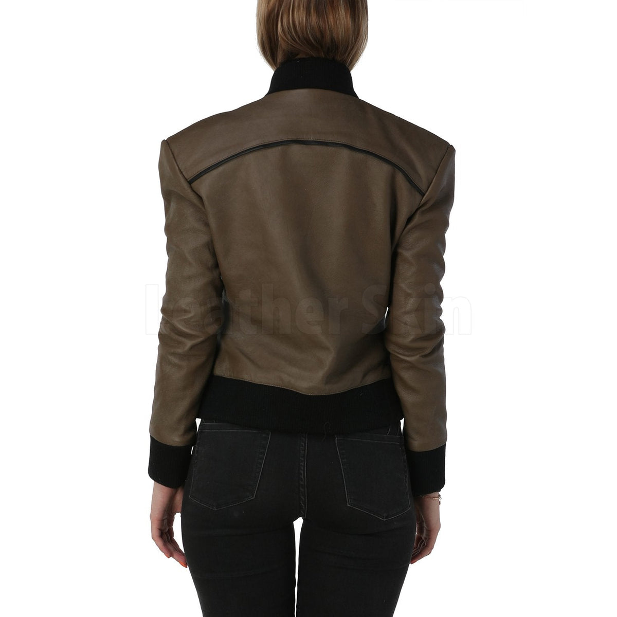 Kathy Army Green Leather Jacket