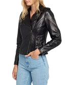 Ella Biker Asymmetrical Leather Jacket for Women
