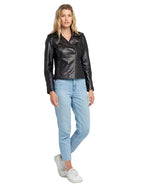 Ella Biker Asymmetrical Leather Jacket for Women