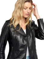 Ella Biker Asymmetrical Leather Jacket for Women